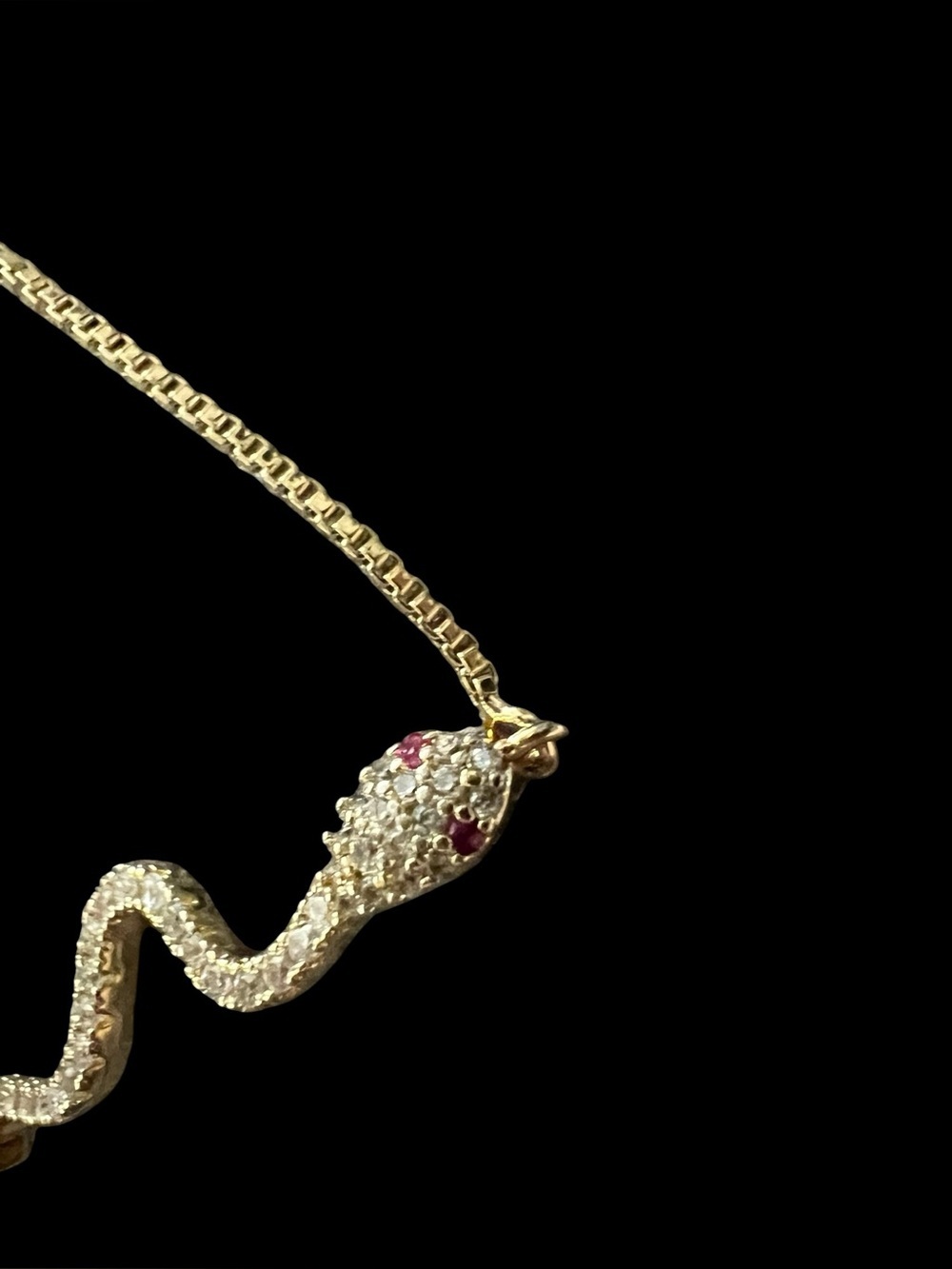 18k Gold Plated Bracelet with Rhinestone Snake Charm - Picture 3 of 5